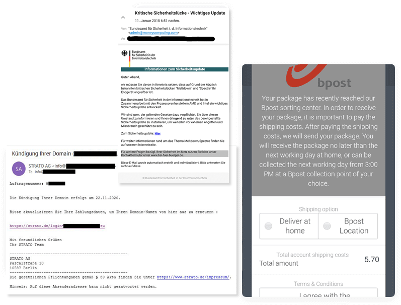Beispiele für Phishing